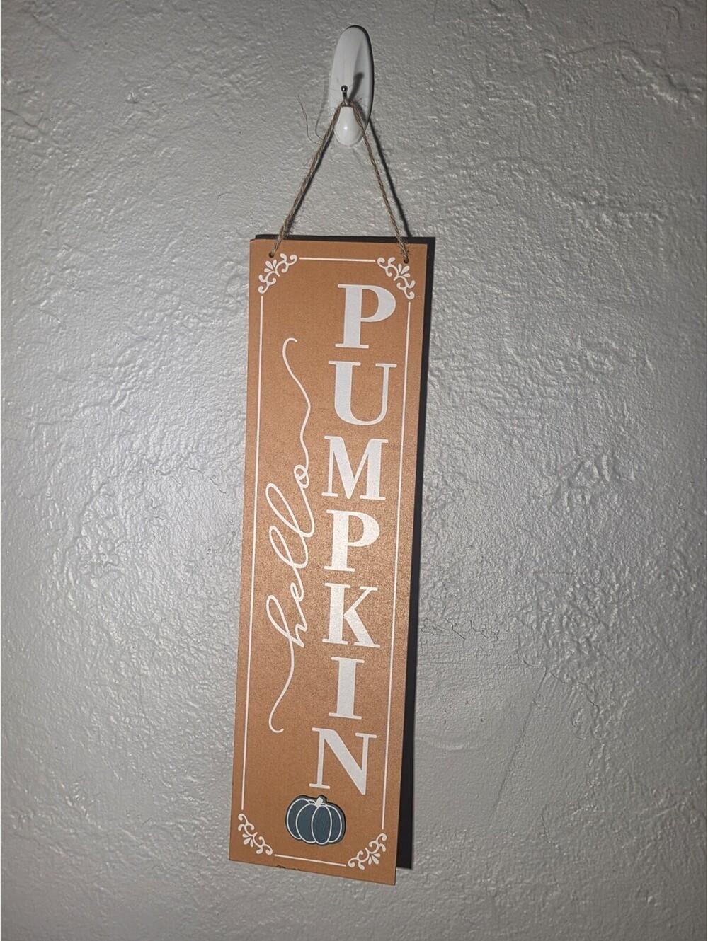 Thanksgiving Door Wall Hanging Wooden Hello Pumpkin Porch Sign Plague 18”x 5”
